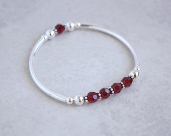 Garnet Red Crystal Stretch Bracelet