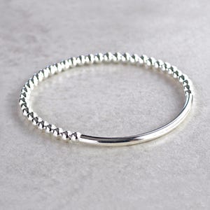 Sterling Silver or Silver Plated Minimalist Stretch Bracelet