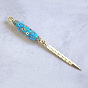 Ornate Turquoise on Gold Letter Opener