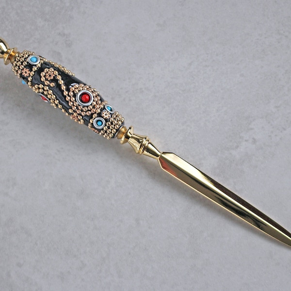 Ornate Black and Gold Letter Opener