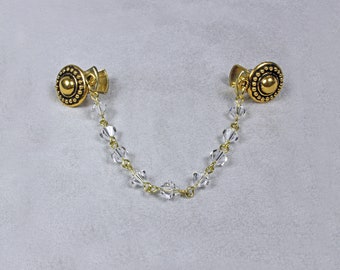 Clear Austrian Crystal Chain and Gold Sweater Clip