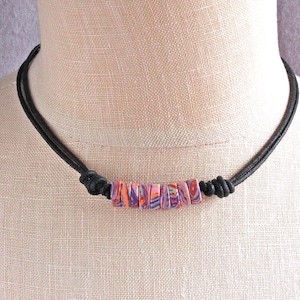 Colorful Adjustable Necklace on Black Cord