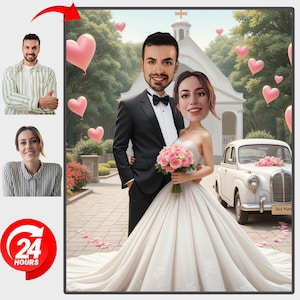 Custom Wedding Couple  Caricature  Wedding Gift  Personalized Wedding Cartoon Portrait Wedding Caricature Funny Couple Caricature  Gift