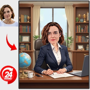 Personalisierte Hauptkarikatur-Porträt: Benutzerdefinierte Big Boss-Karikatur (Digitale Datei)