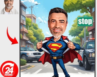 Personalized Police Caricature: Custom Retirement Gift (Digital File Only)