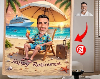 Custom Retirement Caricature: Personalized Digital Portrait (Digital Download)