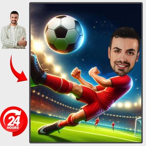 Custom Footballer Caricature Footballer cartoon Portrait Soccer Cartoon Funny football Caricature from Photo teamSoccer American Football