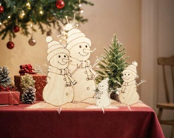 Laser Cut File,  Snowman Set, Four Designs in One, Holiday Decor