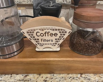 Archivo SVG de soporte para filtro de café cortado con láser, diseño de grano de café