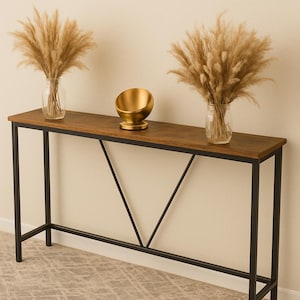 Wooden Console Table With Metal Frame | Narrow Console Table |  | Slim Console Table | Narrow Hallway Table | Narrow Entryway Table