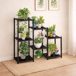 7-poziomowy metalowy stojak na rośliny, stojak na rośliny doniczkowe, stojak na rośliny doniczkowe, nowoczesny stojak na rośliny, metalowy stojak na kwiaty, stojak na rośliny ogrodowe, uchwyt na doniczki