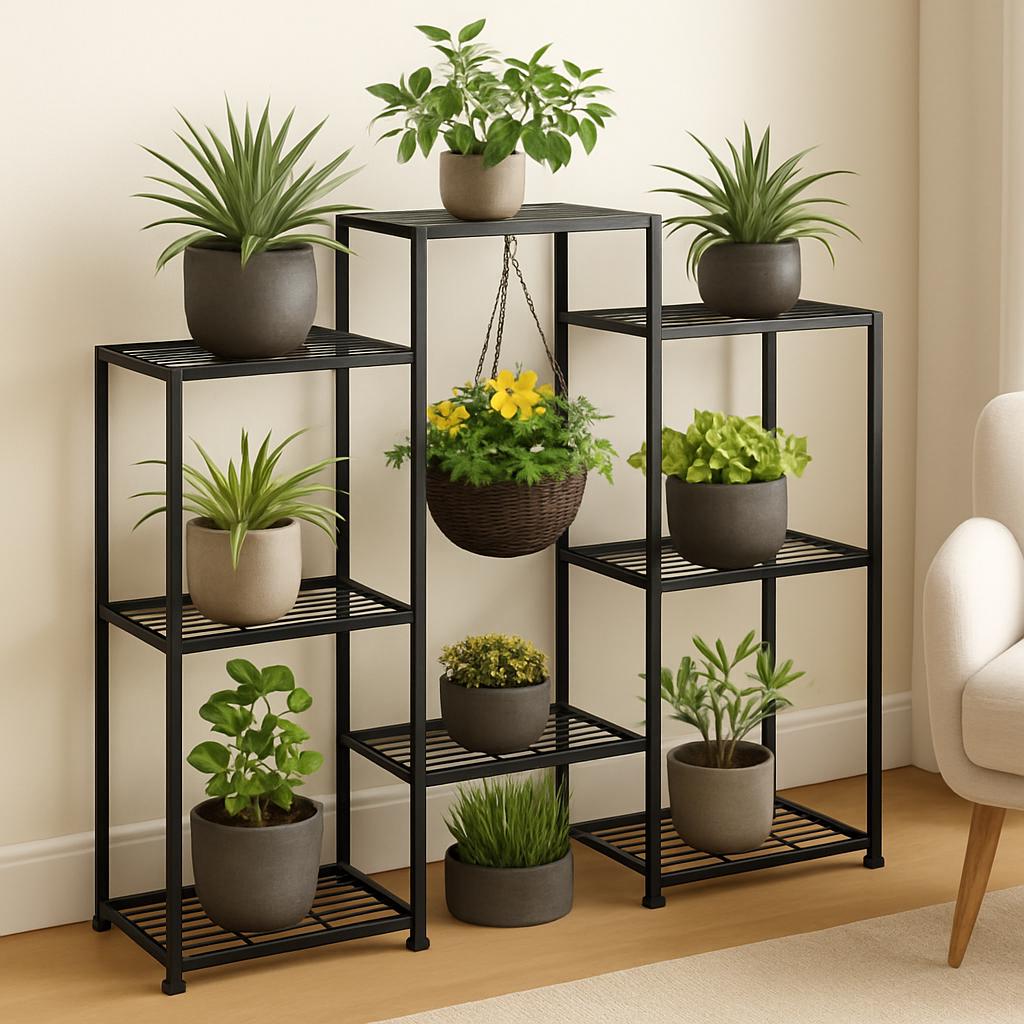 KELHOMECL Pflanzenständer Indoor | 157,5 Cm Hohes Metallregal Für Zimmerpflanzen | Mehrstufiges Design