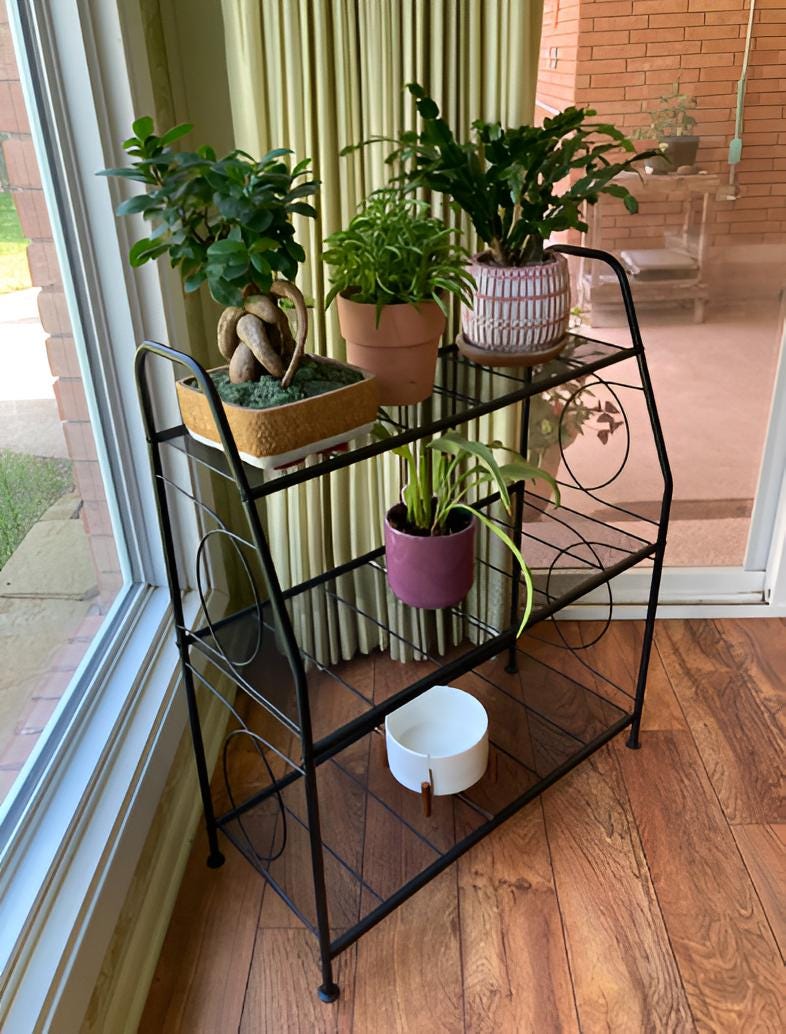 3 Tier Rectangular Metal Plant Stand, Indoor Plant Stand, Modern Plant Stand, Metal Flower Pot Stand, Outdoor Plant Stand, Planter Shelves