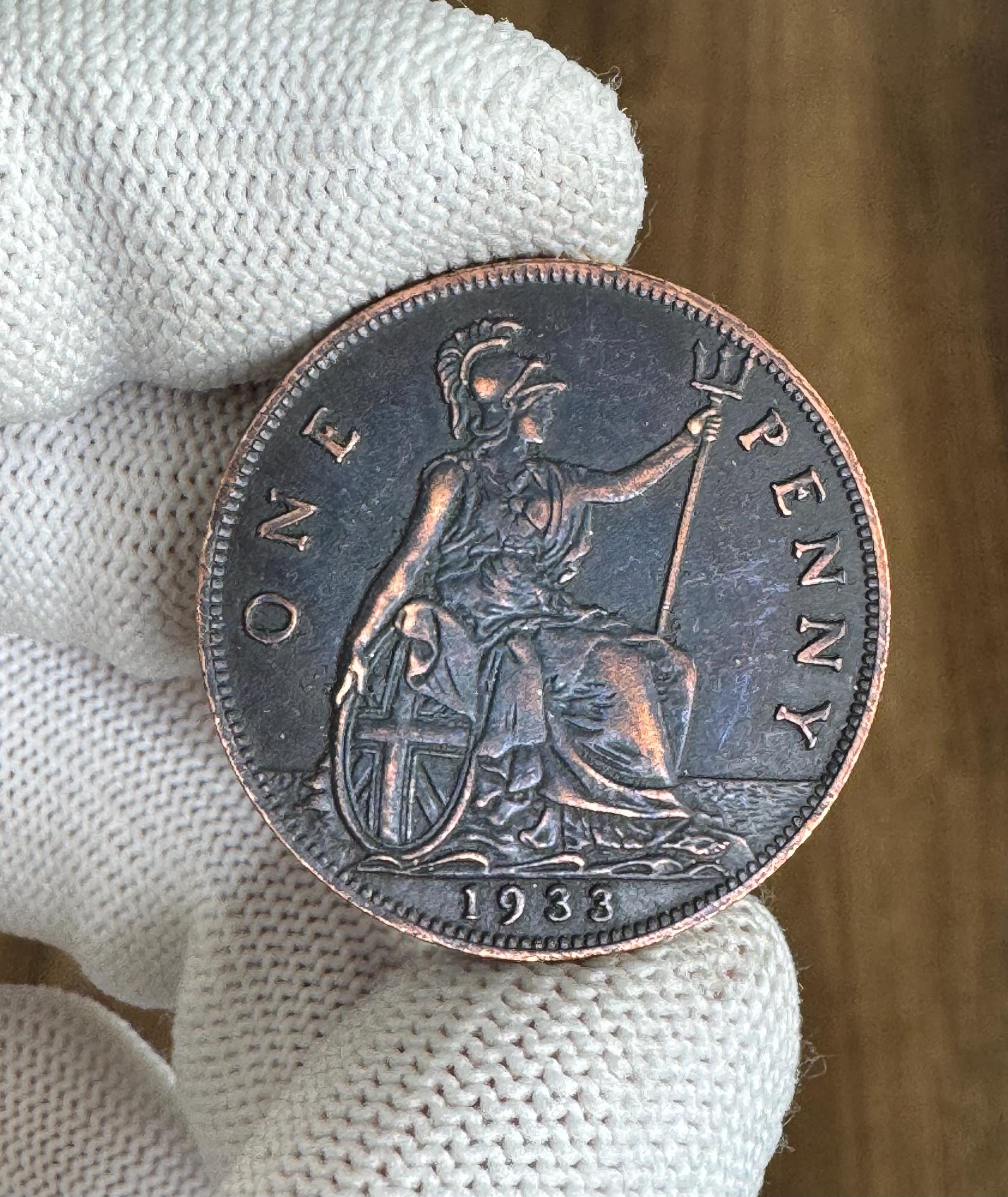1 Penny 1933 British Georgivs V Copper Coin REPLICA