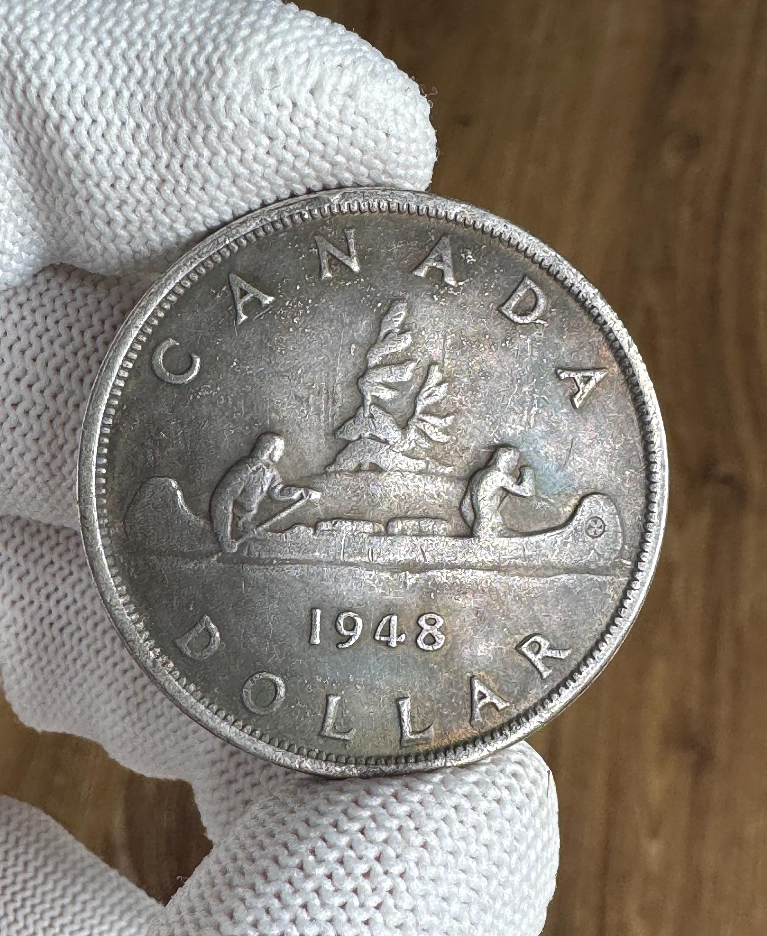 【美品】カナダドル　セント　銀貨　アンティーク Canadian coins 1948 silver dollar - Etsy 日本