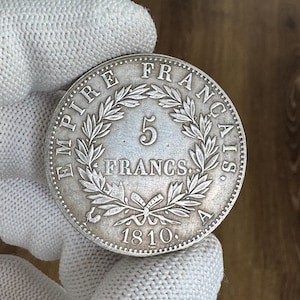 Coin 5 Francs 1810 Emperor Napoleon France Coin REPLICA Silver Plated