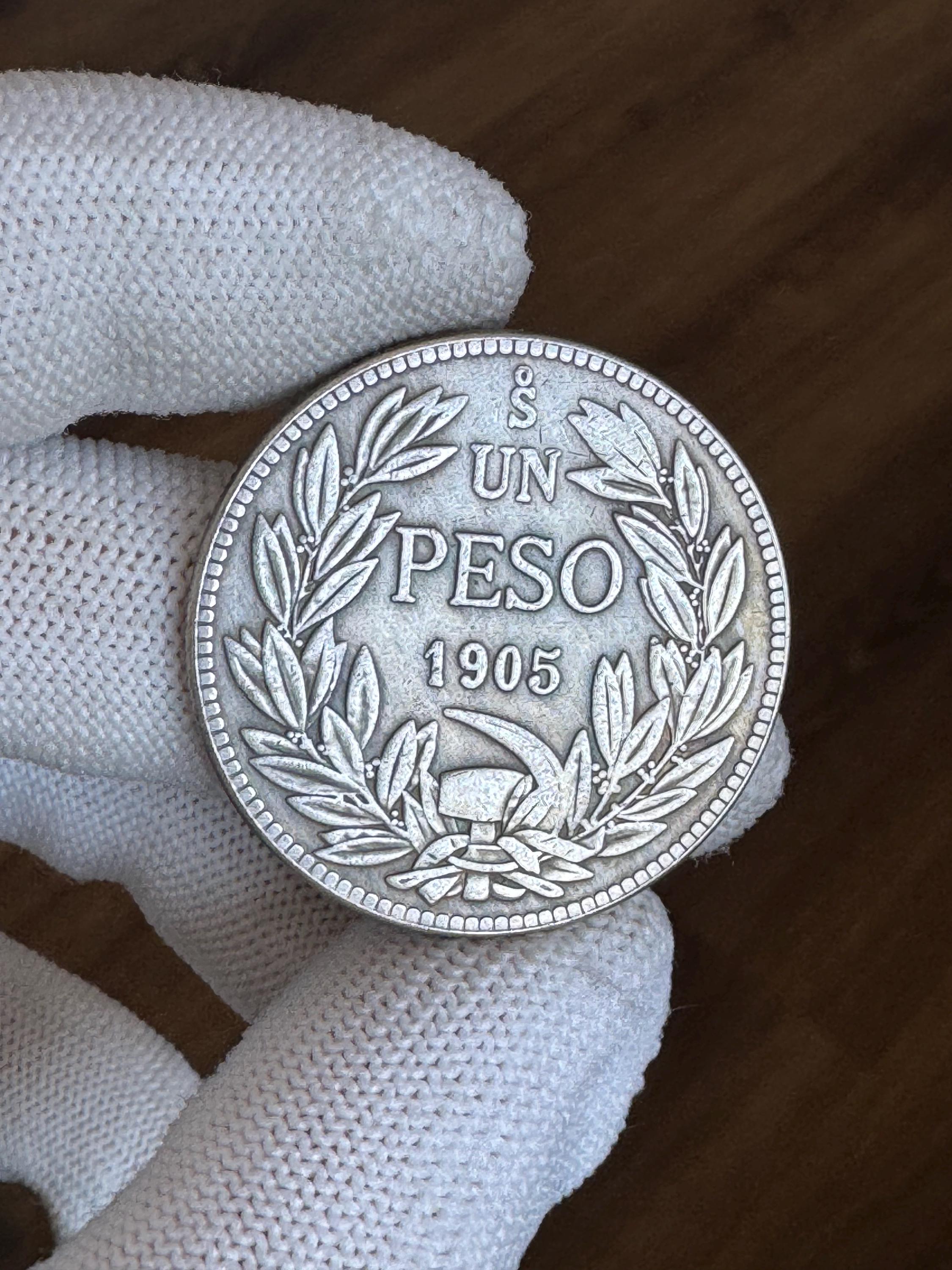 1 peso 1905 Chile Coin REPLICA Silver Plated