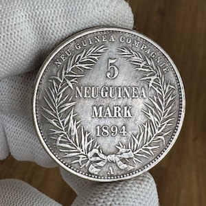 5 Mark 1894 New Guinea Coin REPLICA Silver Plated
