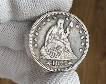 25 cents 1873 USA Quarter Dollar Coin REPLICA Silver Plated