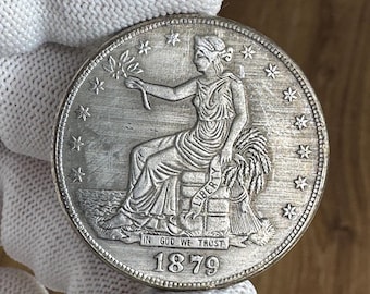 Trade Dollar 1879 USA Coin REPLICA Silver Plated