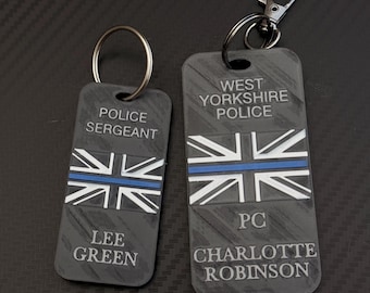 Personalized thin blue line police Keyring – custom police  Gift