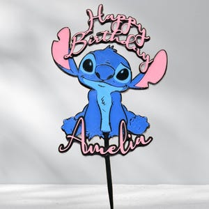 Custom made themed Cake Topper, Stitch cake topper, 3d printed cake topper
