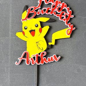 Custom made themed Cake Topper, Pikachu topper, 3d printed cake topper