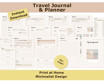 Minimalist Travel Journal & Planner Pages | Budget, Itinerary, Diary (A4/US Letter PDF)