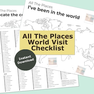 3-in-1 | Countries of the World Visited Tick-off Checklist | Test Your World Countries Knowledge Game, and Colour-in Map (PDF)