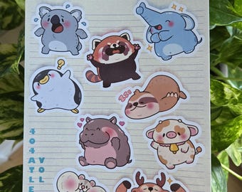 Animal Sticker Sheet - Glossy Vinyl Stickers