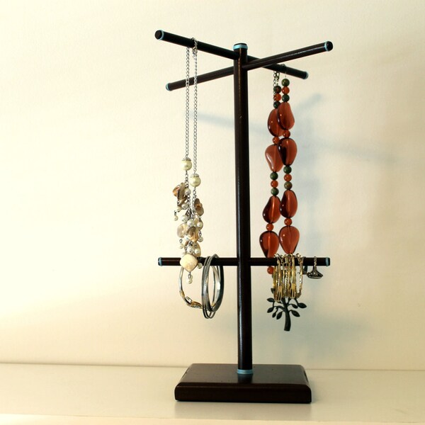 Chocolate Brown & Tiffany Blue Jewelry Organizer Ready to Ship-Craft Show Display Bracelet Ring Necklace Holder Retail Storage Rack Stand