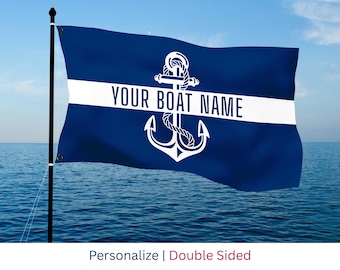 Personalized Boat Flag. USA Military Colors Split Anchor Design. 4 sizes available with metal grommets.