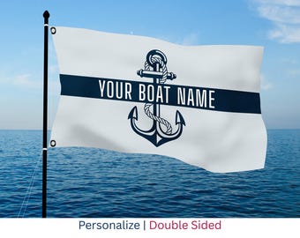 Personalized Nautical Anchor Boat Flag. Double Sided Blackout with USA Military Colors