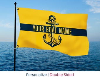 Personalized Nautical Anchor Boat Flag. Double Sided Blackout with USA Military Colors