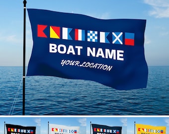 Personalized Boat Flag. Double Sided Blackout Personalized Nautical Code Flag.
