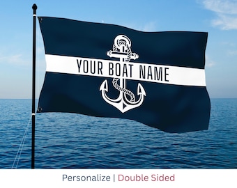 Personalized Nautical Anchor Boat Flag. Double Sided Blackout with USA Military Colors