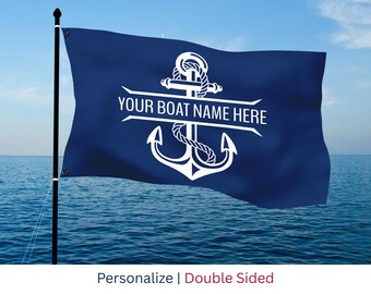 Custom Boat Flag, Personalized Nautical Anchor, Weather-Resistant Polyester