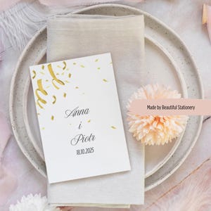 Invitation de mariage élégante et glamour, modèle numérique Canva prêt à être édité et imprimé, kit prêt à l'emploi, en polonais