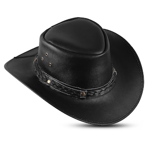 Handmade Genuine Leather Cowboy Hat: Unisex Western Outback Style