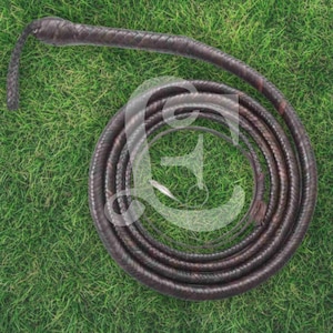 Handmade Brandy Goat Leather Bullwhip: Indiana Jones Style