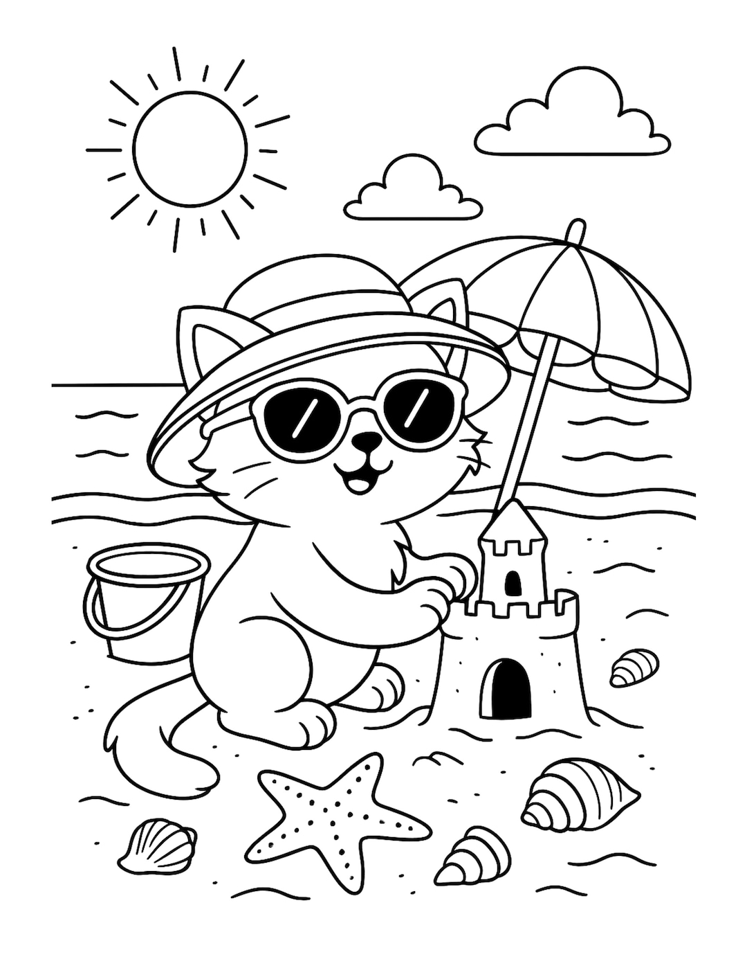 Cute Kitten Coloring Pages – 10 Printable Cat Line Art Sheets for Kids ...