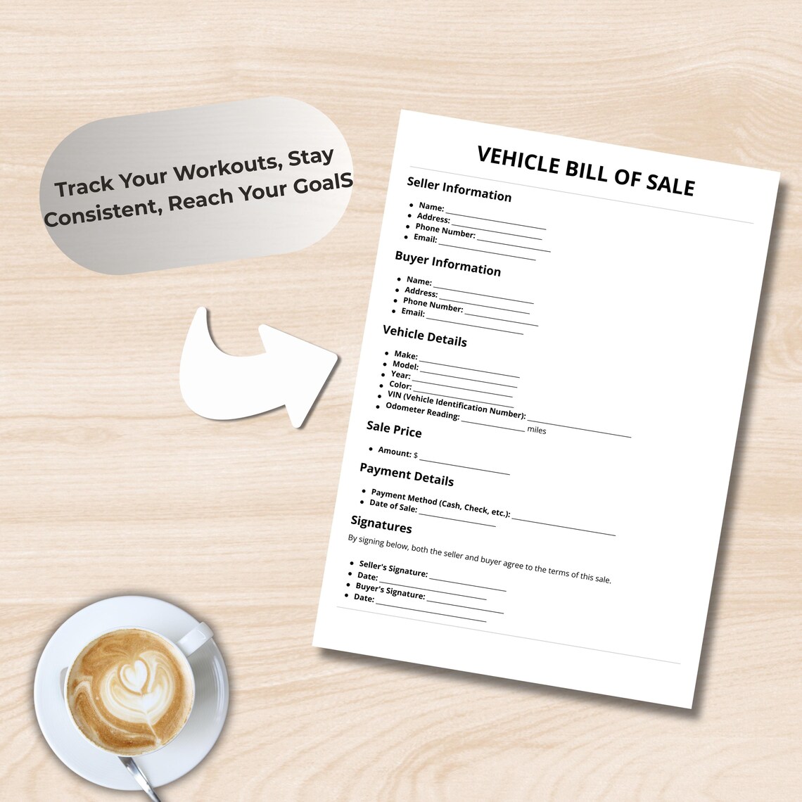 Vehicle Bill of Sale Printable Car Sale Agreement PDF Auto Bill of