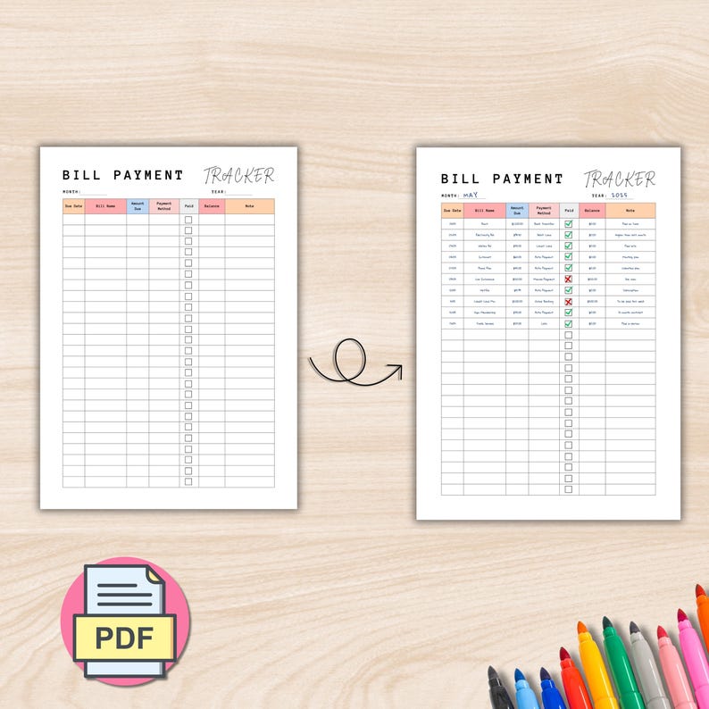 Bill Payment Tracker Printable | Monthly Bill Organizer | Budget ...