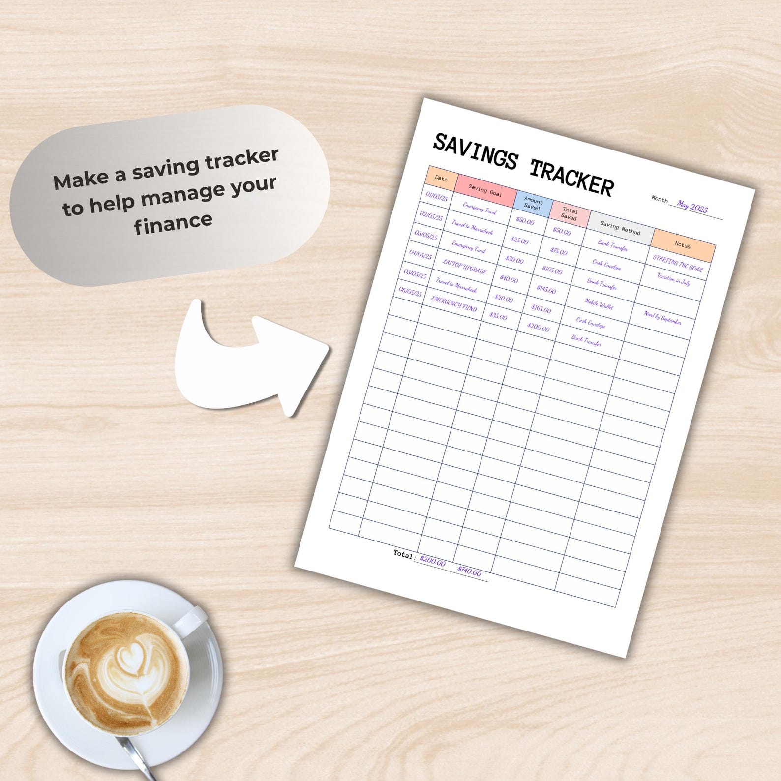 Saving Tracker Printable PDF A4 A5 – Color & Blank Versions | Budget ...