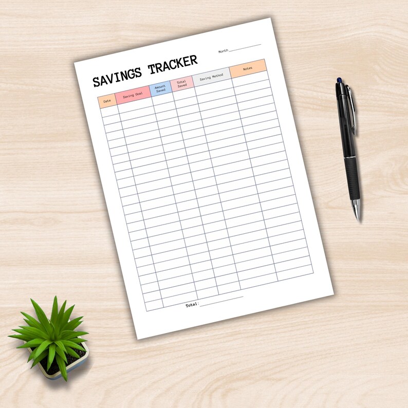 Saving Tracker Printable PDF A4 A5 – Color & Blank Versions | Budget ...