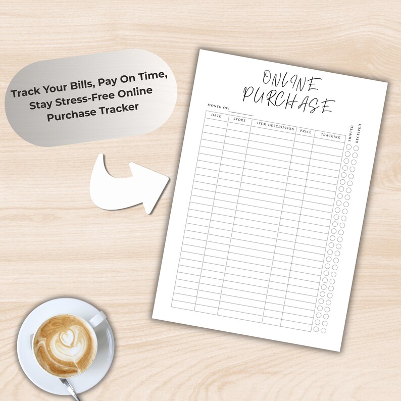 Purchase Tracker Form.pdf Online Purchase Tracker Printable | Order Tracking Log PDF | A4 & A5 ...