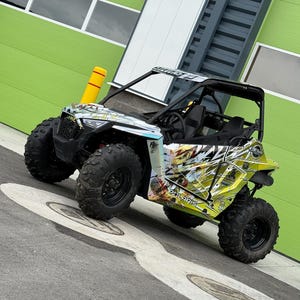 UTV Wrap Graphic Kit Rzr Polaris 200 and Customizable to Fit ANY UTV 2 Seat or 4 Seat sxs Decals In Chrome Super Sonic vs Shadow