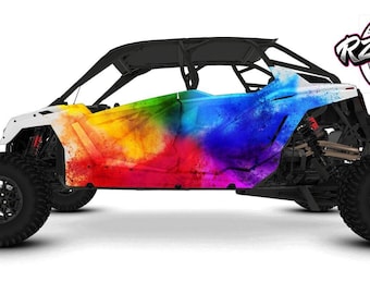 UTV Wrap Graphic Kit Customizable to Fit ANY UTV 2 Seat or 4 Seat sxs Decals In Color Blast