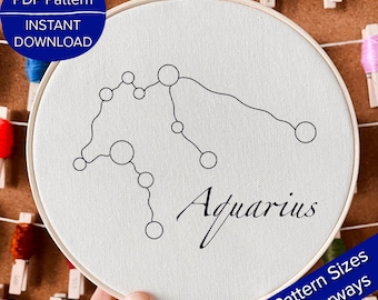 Aquarius Constellation Embroidery Pattern – DIY Zodiac Design (PDF Pattern)