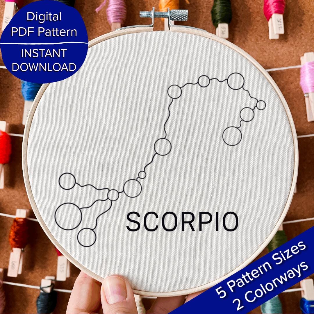 Scorpio Constellation Embroidery Pattern: Beginner-friendly Zodiac DIY ...